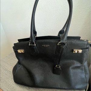 Henri Bendel Black Pebbled Leather Satchel